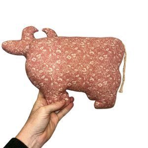 Cow liberty Vintage Pink cotton floral print stuffed cow pillow
